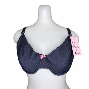 Denim Blue Colour Bra with Pink Bow โข NWT โข Fit Fully Yours โข 40D